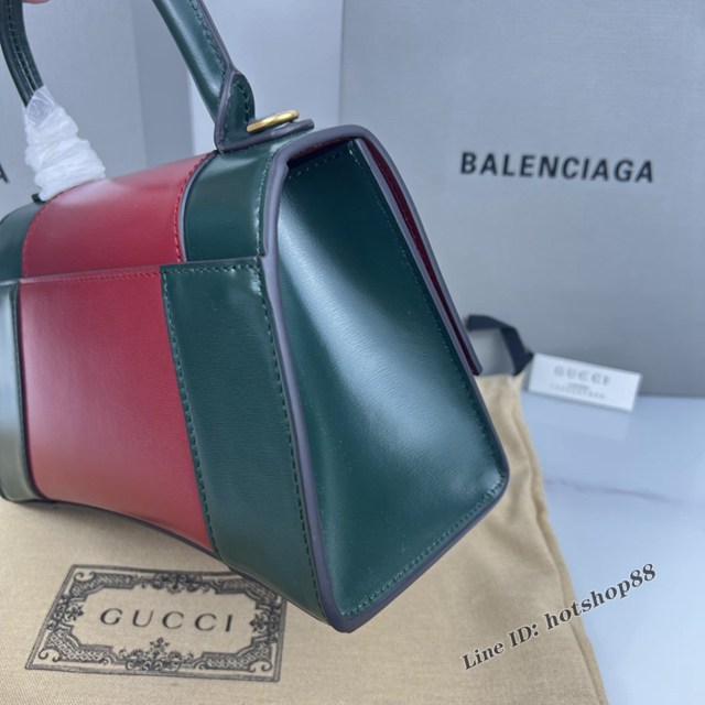 Balenciaga專櫃爆款手提肩背沙漏包 巴黎世家Balenciaga&GUCCi沙漏包紅/綠拼色 fyj1060